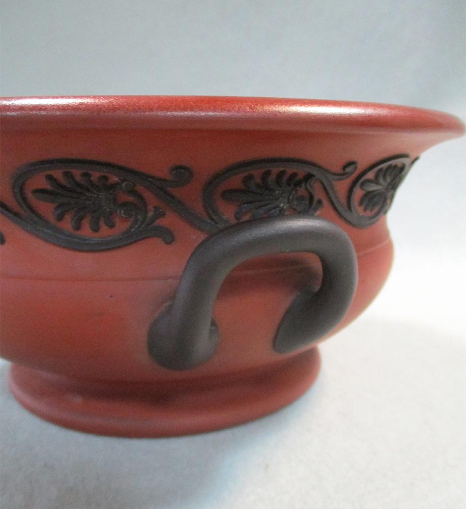 A 19th century Wedgwood Rosso Antico two-handled pedestal bowl, sprigged with a border of palmettes, - Image 3 of 6