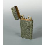 A George III shagreen draughtsman's etui, of tapering form, the hinged cover opening to reveal a