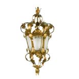 A contemporary Venetian gilt metal and glass hall lantern from the Atelier of Jonathan Ceolin,