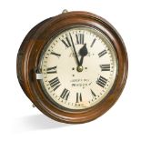 A large late 19th century drum case wall clock, signed J W Benson, Ludgate Hill, London, the