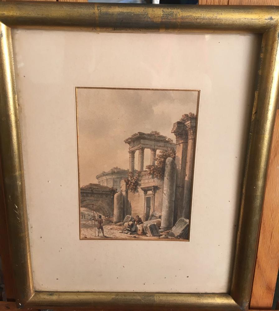 Victor-Jean Nicolle (French, 1754-1826) Italian capriccio scenes both signed "V J Nicolle" - Image 9 of 19