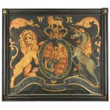 English School, 18th Century A painted hatchment of the Royal Coat-of-Arms of King William IV - Honi