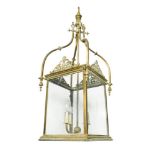 A late 19th century brass hall lantern, Provenance: Mawley Hall, Shropshire