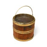 A 19th century brass bound mahogany peat bucket, with brass liner 28 x 31cm (11 x 12in)