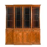 A small late 19th century breakfront mahogany library bookcase, 237 x 211 x 33cm (92 x 82 x 13in)