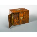 A late Victorian figured walnut and gilt brass mounted humidor, by Thompson & Co., Importers of