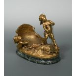 After Auguste Louis Marthurin Moreau (French 1834-1917), a gilt bronze bonbonniere modelled as a