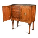 An early 19th century French mahogany and partridgewood collectors cabinet, with sixteen drawers