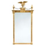 A George III gilt wood pier mirror, of neo-classical design, the rectangular plate, with a