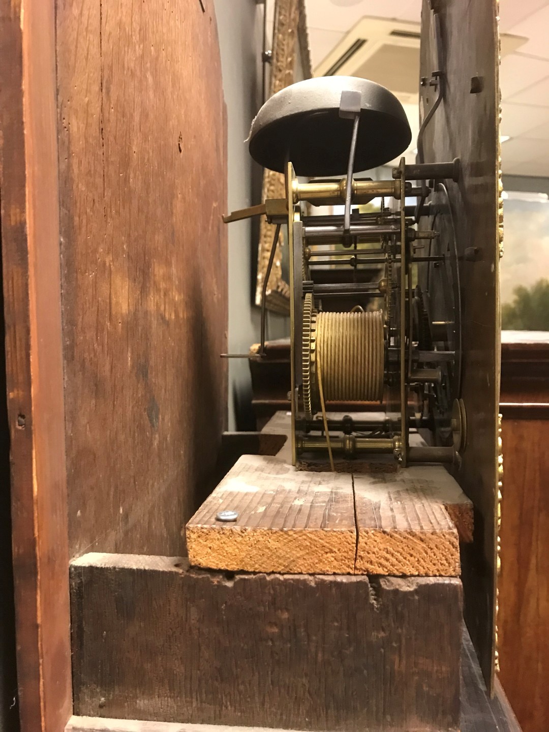 A George III walnut longcase clock circa 1760, the break arch hood with three ball finials, - Image 3 of 5