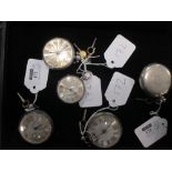 A William IV silver open faced pocket watch, together with four Victorian silver examples, all