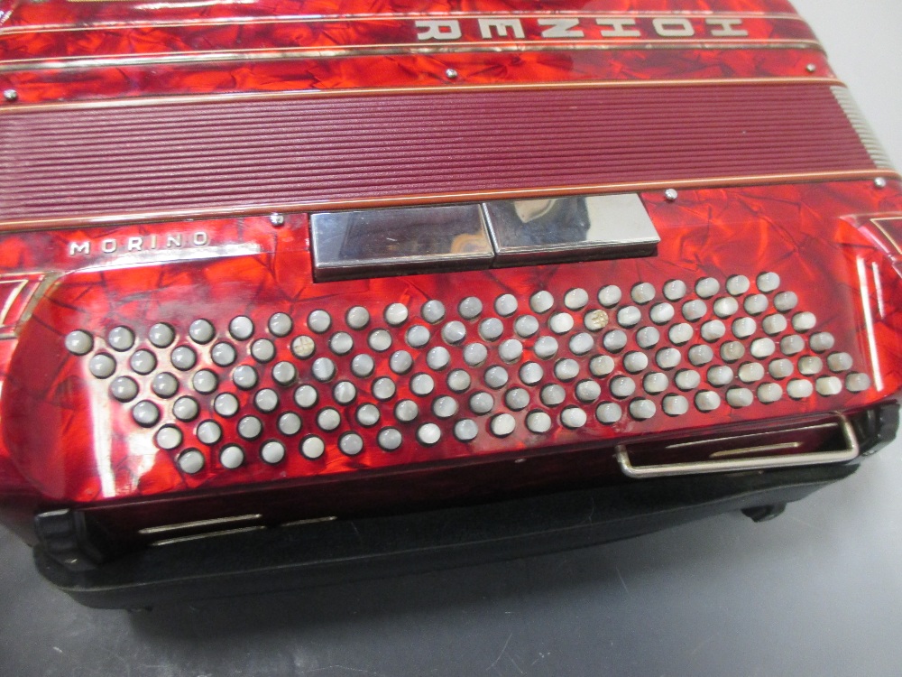 A Hohner Shand Morino 46 button accordion, together with Hohner hard shelled felt lined case - Image 5 of 12