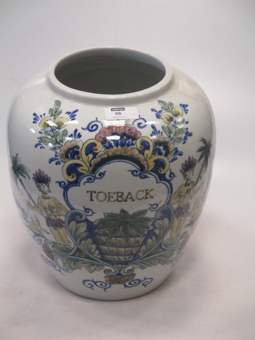 A pair of modern dutch porcelain tobacco jars, after 18th Century Delft examples (2) - Image 2 of 3