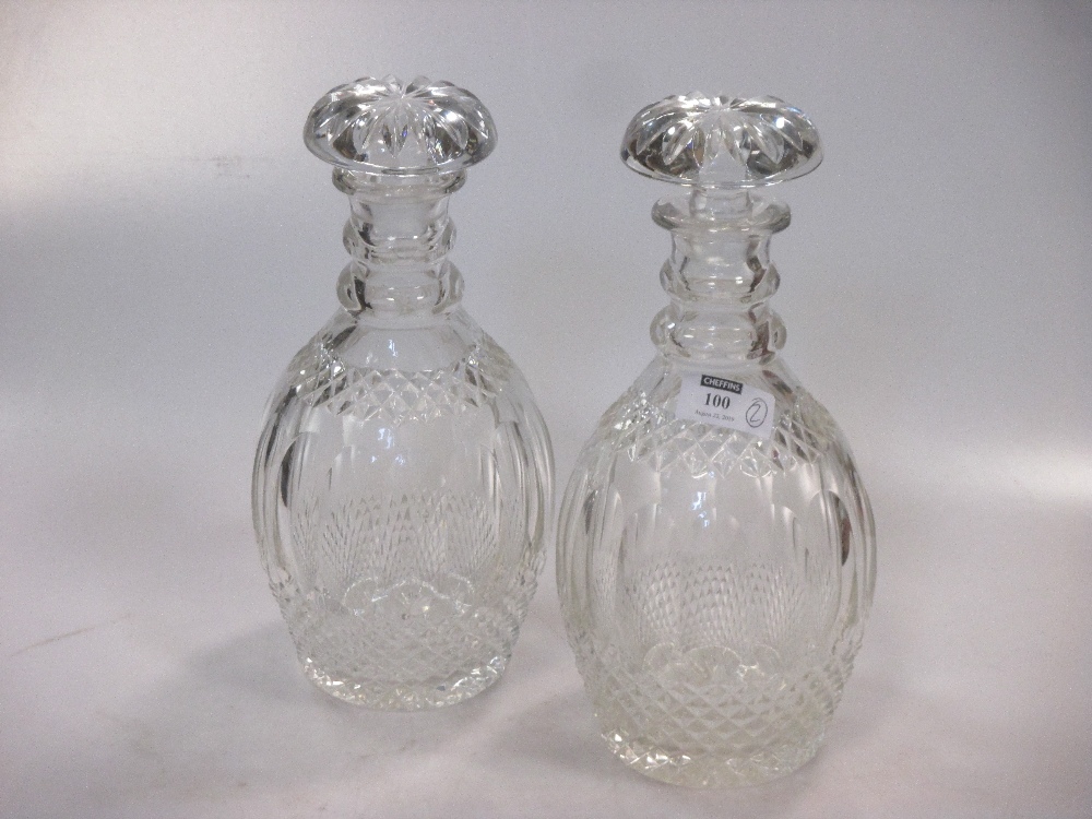 Pair of triple neck decanters (2)