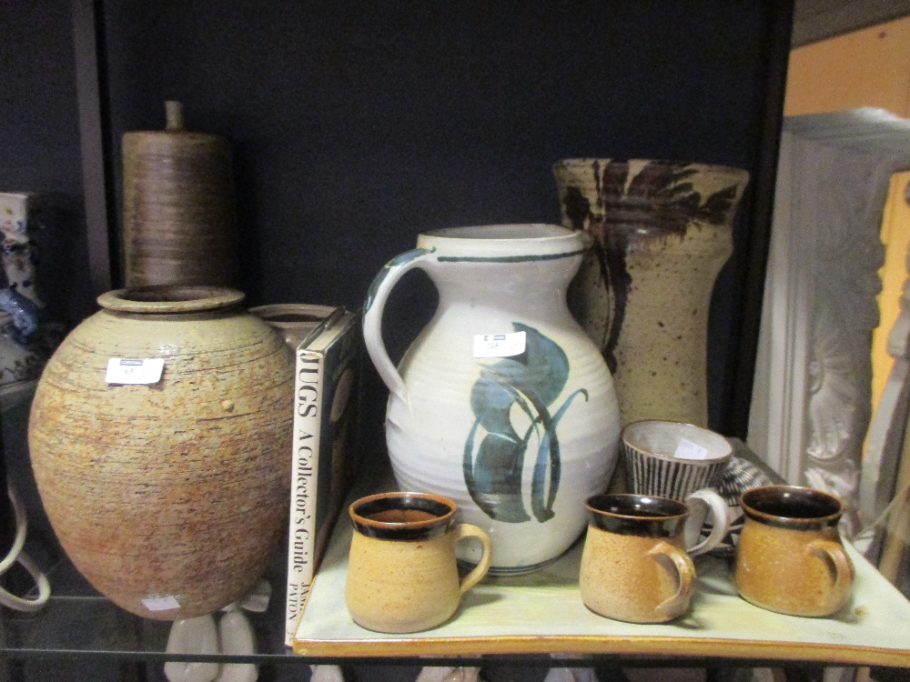 An Alan Caijer Smith water jug and various other studio ceramics