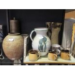 An Alan Caijer Smith water jug and various other studio ceramics