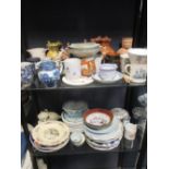 Various items pottery and porcelain to include Rosenthal plates, Quimper pottery, an 18th century