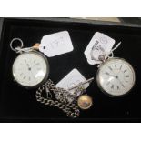 Two Victorian silver open faced key wind chronograph pocket watches, one unsigned, the other by