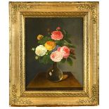 19th Century Continental school, Still life of summer blooms, oil on canvas. 51 x 40 cm approx