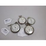 An open faced pocket watch together with three continental silver examples (4)