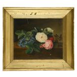 19th Century English school, Still life study, oil on canvas, inscription probably in Danish