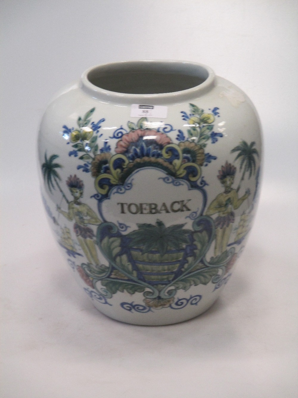 A pair of modern dutch porcelain tobacco jars, after 18th Century Delft examples (2)