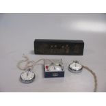 Three stopwatches and a Chinese lacquer pen box