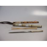 A tortoiseshell cased knife and chopstick set and another in ivory(2)