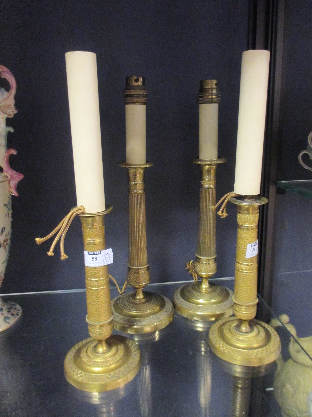 Two matched pairs of Empire candlesticks - for electricity (4) - Image 2 of 4