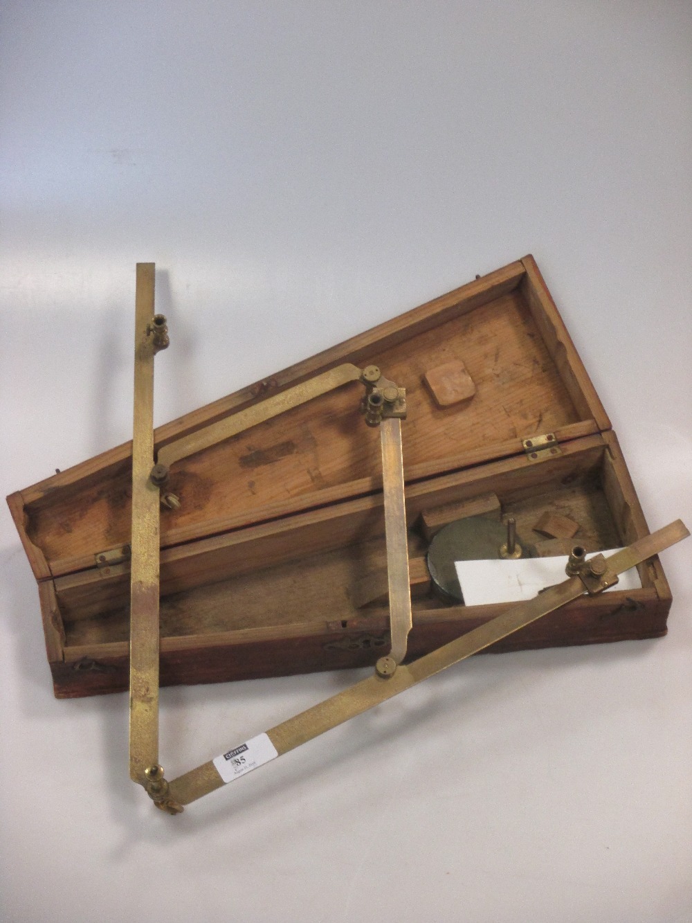 A late 19th century brass pantograph, cased