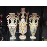 A pair of Fischer vases and another (3)