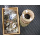 A 20th century art pottery vase and a collection of misc coins