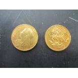 Two Queen Victoria 'Old Head' sovereigns, 1894 / 1899 (2)