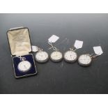 A George VI silver open faced pocket watch by Waltham, presented in the original case, together with