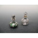 Two late 19th century American glass and silver scent bottles, possibly by Alvin: one of emerald
