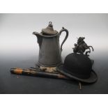 Duke of Manchesters Light Horse D-Troop, a pewter lidded jug dated 1871 to WIlliam Taylor Rowley