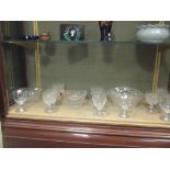 A set of five mid 19th century rummers together with various wine glasses. A set of three basket