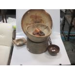 A rustic wooden bowl 39cms (wormed) and other wooden items