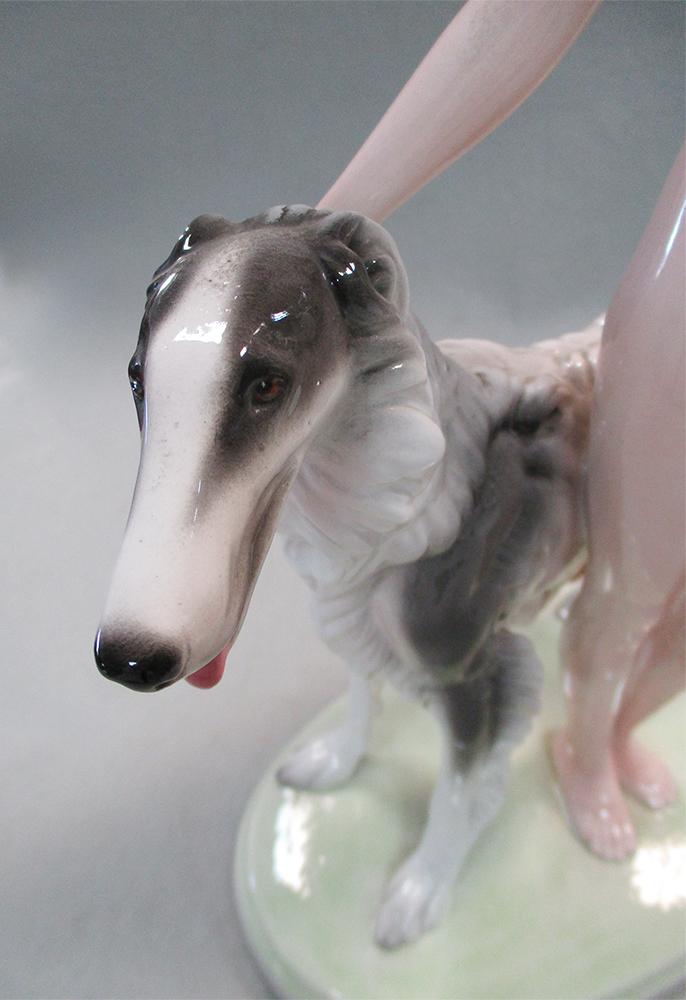 A Joesef Schuster model of a female nude with a Borzoi, probably designed by Josef Lorenzl, - Image 3 of 7