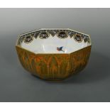 Daisy Makeig-Jones for Wedgwood, a 'Coral and Bronze Moorish' Fairyland Lustre bowl, of octagonal