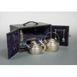 Dr Christopher Dresser for Hukin & Heath, an electroplate picnic set, comprising a kettle and cover,