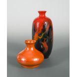 A Royal Doulton flambé Veined Sung vase, of swollen cylindrical form decorated with mottled and