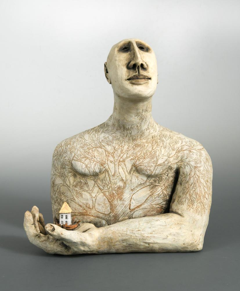 Amanda Shelsher, (Australian, born 1971), Mother Nature, a stoneware bust, intricately incised