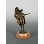 Bruno Zach, (Austrian 1891-1935), a bronze model of a nude dancer, cast waving a cloak behind her
