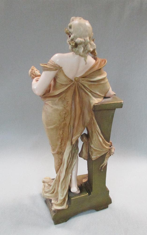 Ernst Wahliss (Austrian 1837-1900), an Art Nouveau pottery figure of a pretty young woman, - Image 5 of 6