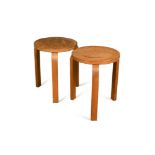 Alvar Aalto, (Finnish, 1898-1976), two early model 60 stacking stools, with birch faced plywood