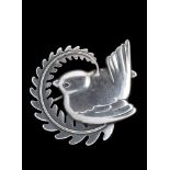 Arno Malinowski for Georg Jensen, a Danish metalwares brooch, No. 309, modelled as a wren within a