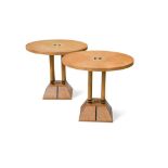 Masterly, Italy, a pair of contemporary birds eye maple occasional tables, the 1/4 veneered circular