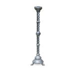 A large chromium plated Gothic alter stick, the twist column set with glass cabochons raised on