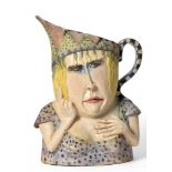 § Amanda Popham (born 1954), 'Big Yellow Haired Sister', a studio pottery jug, in purple polka dot